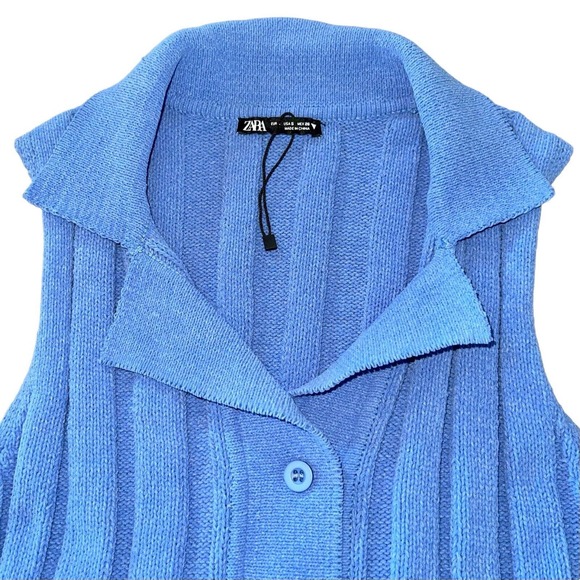 Zara Chenille Ribbed Button Up Sweater - Picture 3 of 6
